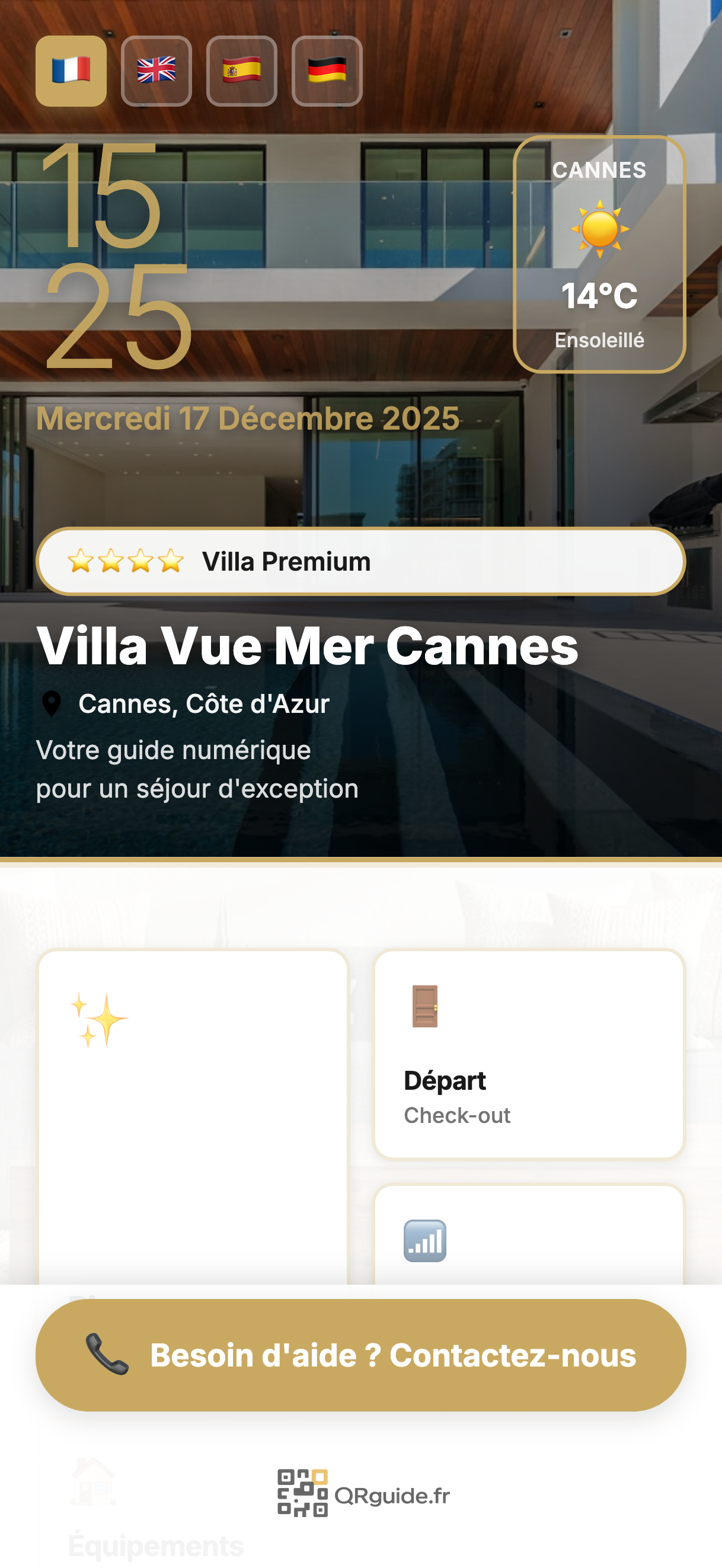 Page d'accueil du guide