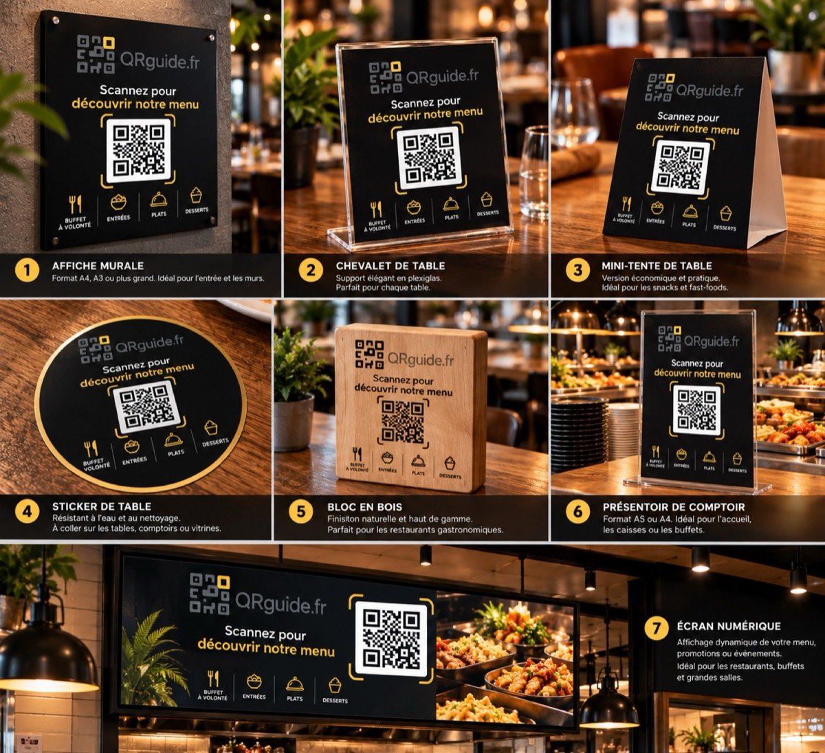 Supports QR code pour restaurants